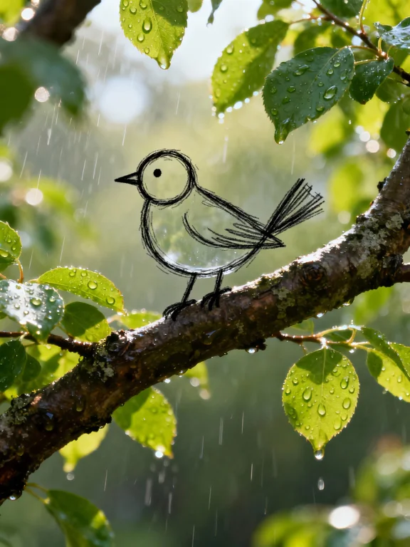 A Photorealistic, Detailed Photograph Of A Tree Branch After...