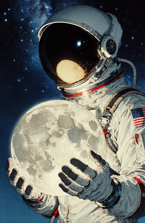 Bradhamel Art Style, A Portrait Of An Astronaut In Full Suit...