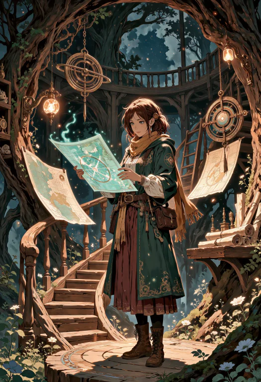 Dreamlike Fantasy Anime-style Illustration, Wide Cinematic C...