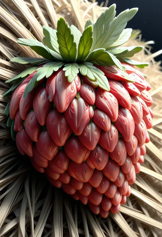 Strawberry Woven From Straw, Made From Straw, A Museum Piece...