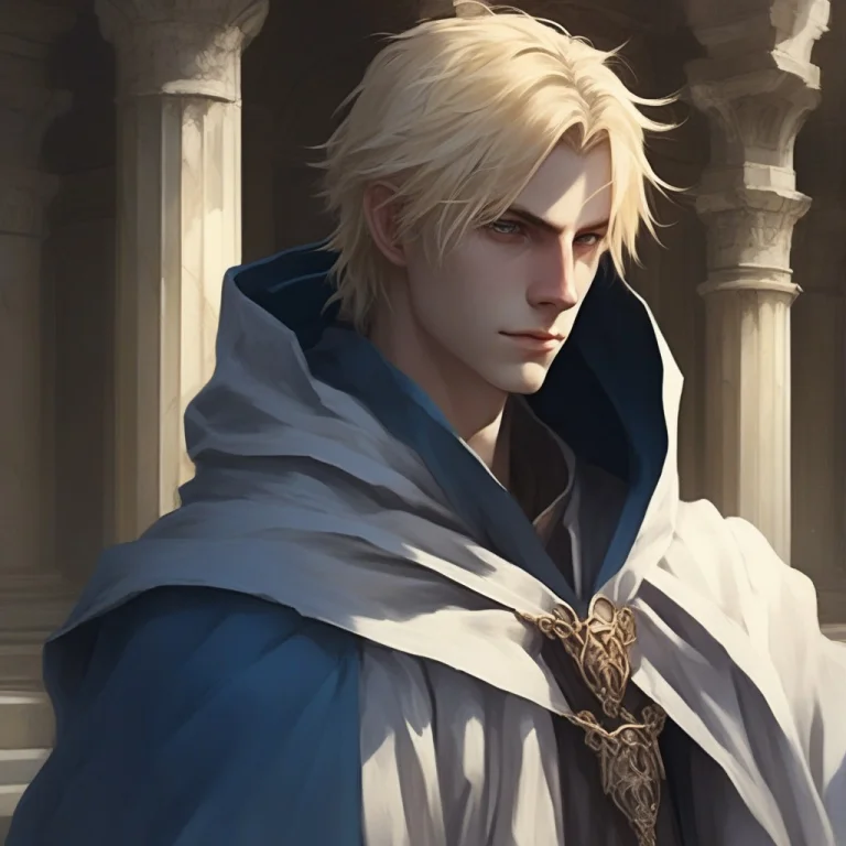 Young Male Mage, Blond Hair, Blue Robes, A Solitary Figure C...
