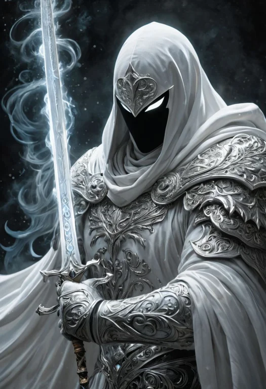 A Closeup Of Fantastical Image Of A Moon Knight, Clad In Flo...