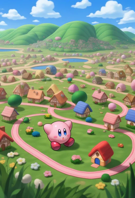 World Made Of Yarn, Kirby, Nintendo Kirby, Grassy Plains, Co...