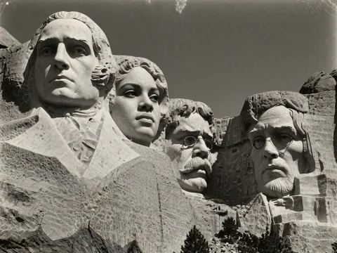 A Monumental, Wide-angle Archival Photograph Captured On A 1... — Stable Diffusion AI Prompt: A monumental, wide-angle archival photograph captured on a 1940s Speed Graphic p...