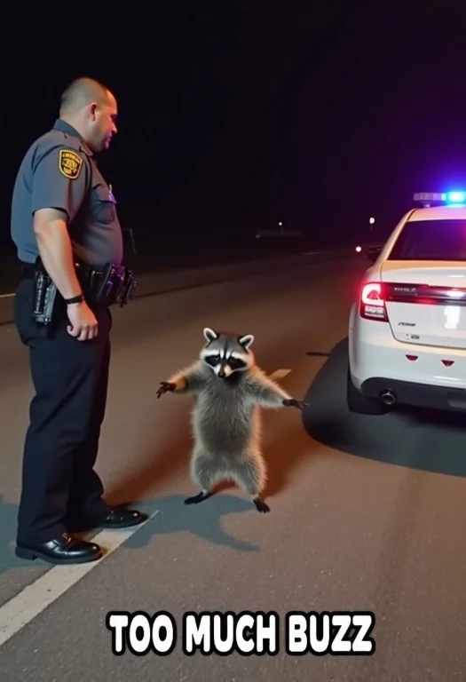 An Incredibly Cute Raccoon Has Been Pulled Over By A Police...