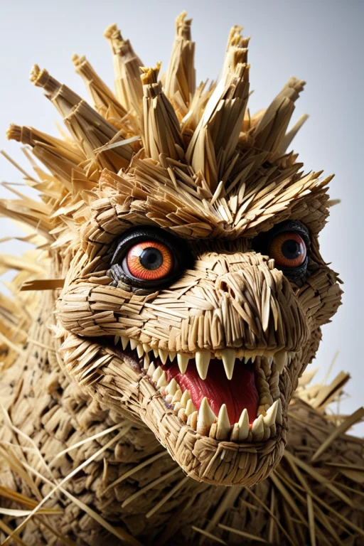 Close-up Portrait Of A Godzilla With Crazy Eyes. . . Made Of...