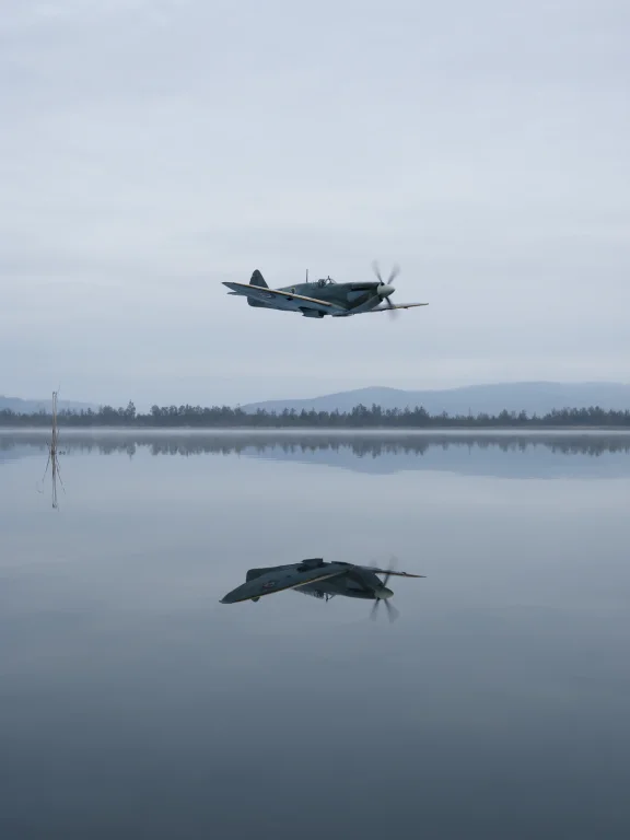 The Image Is A Wide Realistic Photograph Of A Single-engine...
