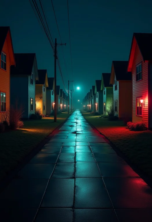 A Backroom Concept View Of A Infinite Street At Night, With...
