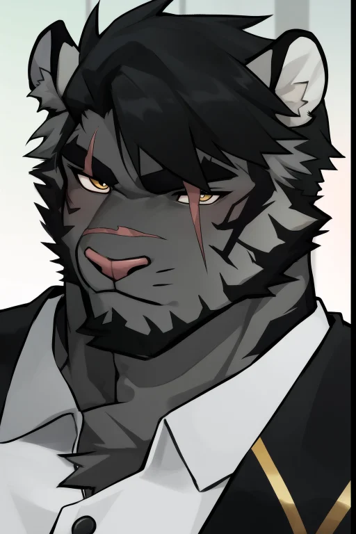 1boy, Animal Ears, Black Fur, Black Hair, Furry Male, Scar O...