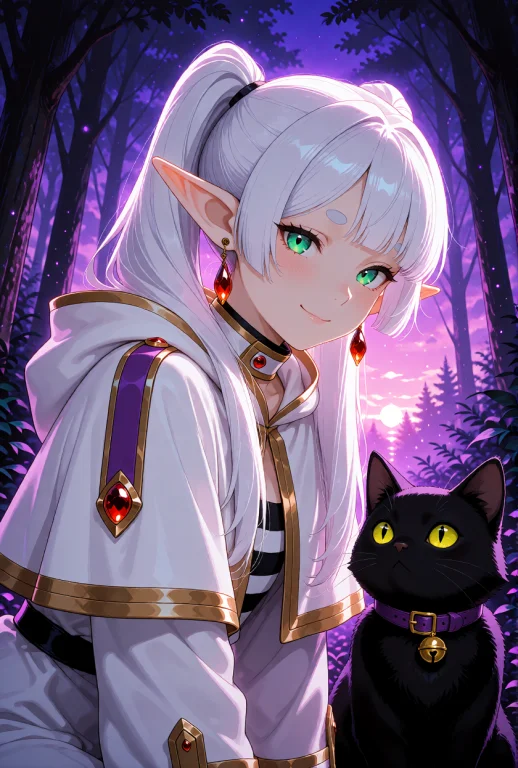 A High-fantasy Elf Girl With Long, Flowing White Hair Tied I...
