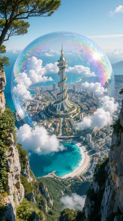Ethereal Fantasy View From A Mountain Cliff Frame, A Beautif...