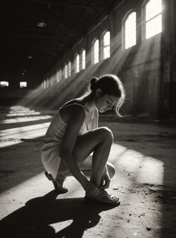 Editorial Black And White Photograph, 24 Year Old Woman With... — Stable Diffusion AI Prompt: editorial black and white photograph, 24 year old woman with broad shoulders, a...