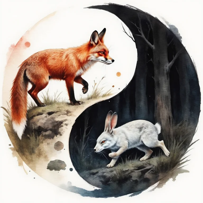 Wet Watercolor Diyngyng Style Painting Of A Yin-yang Formati...