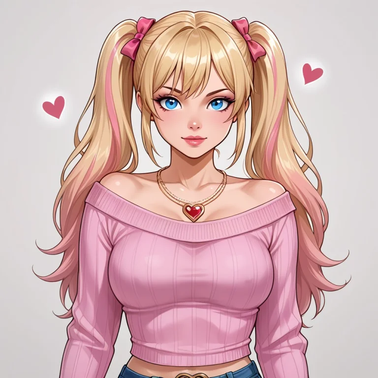 1girl, Solo, Pixxi3 Wearing Jeans, No Belt, And A Pink Fuzzy...