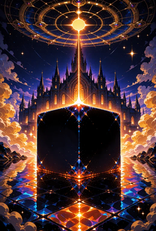 A Surreal Cosmic Scene Featuring A Large, Monolithic Black C...