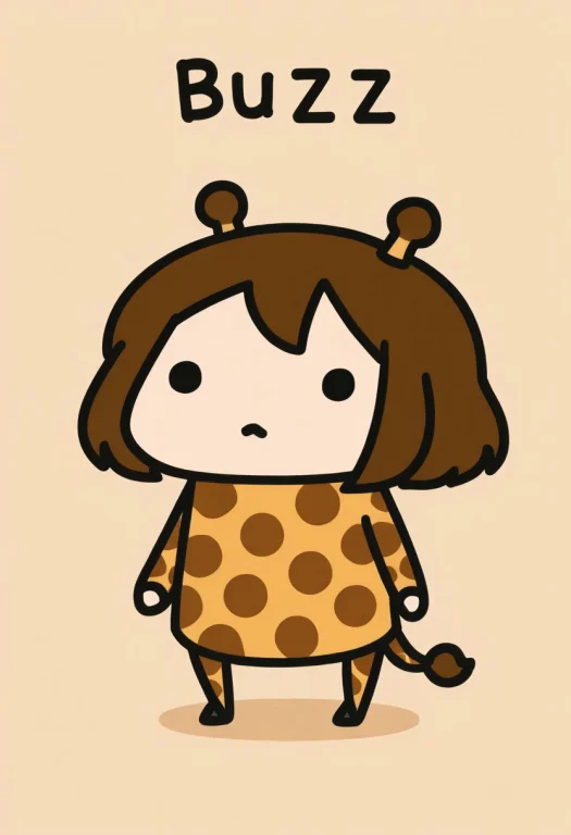 Giraffe, Solo, Chibi, Dot Eyes, Buzz