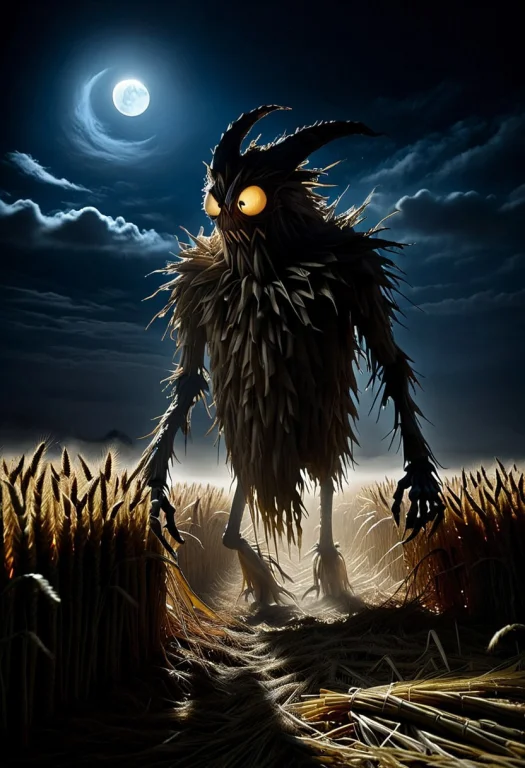 Masterpiece, Best Quality, A Towering, Sinister Straw Monste...