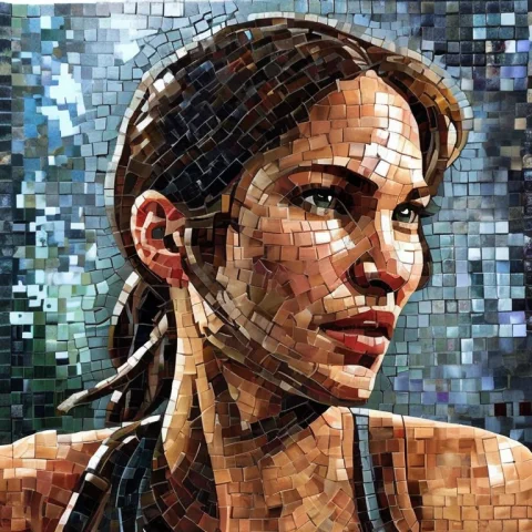 Lara Croft Mosaic Art — Stable Diffusion AI Prompt: Lara Croft Mosaic Art
