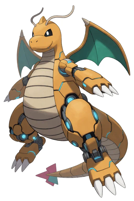 A Full Body Solo Image Of Dragonite From Pokemon. Detailed B...