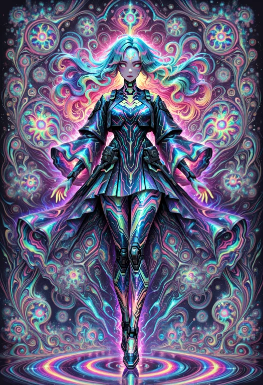 Embeddinglazypos, Psychedelicdream, 1girl, Solo, Psychedelic...