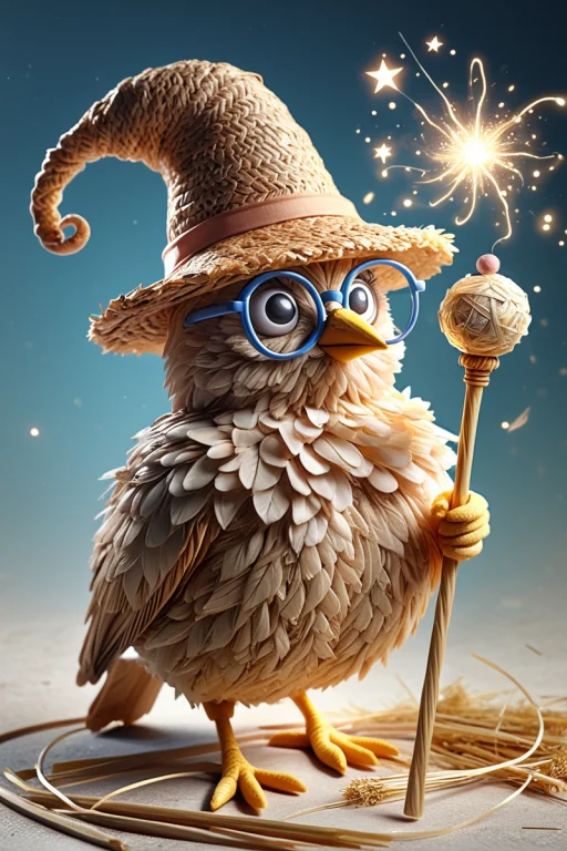 A Magical Bird With A Magic Wand Casting Speels. Fantasy The...