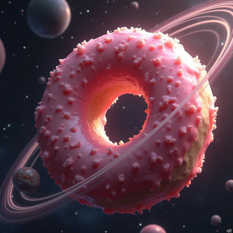Create A Picture Of A Space Station Shaped Like A Giant Donu...