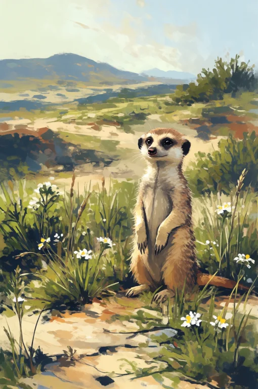 Darkgrimoil Style, Digital Painting, Meerkat Portrait, Curio...