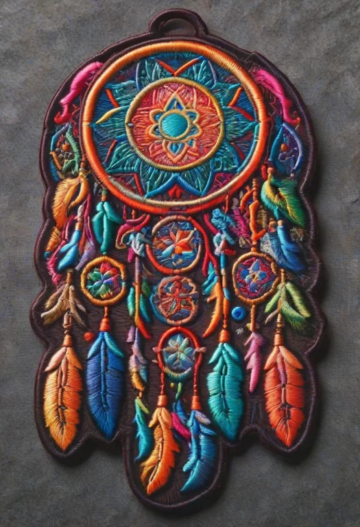 A Dreamcatcher , Made Of Rainbow Ral-embroideredpatch, Multi...