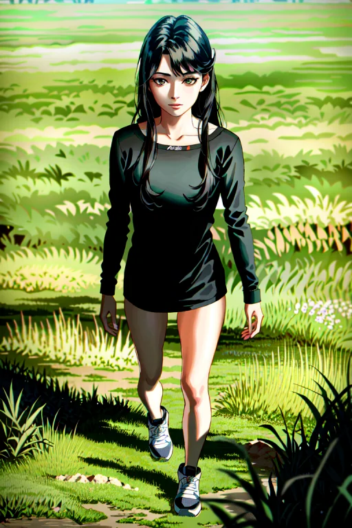 Extremely Detailed Photograph Of A Asian Girl, Black Straigh...