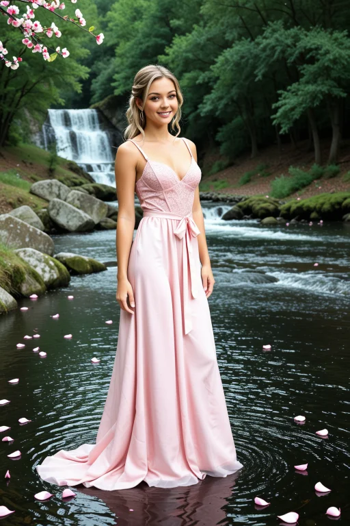 A Young Woman Wades Through A River Of Petals In A Hidden Va...