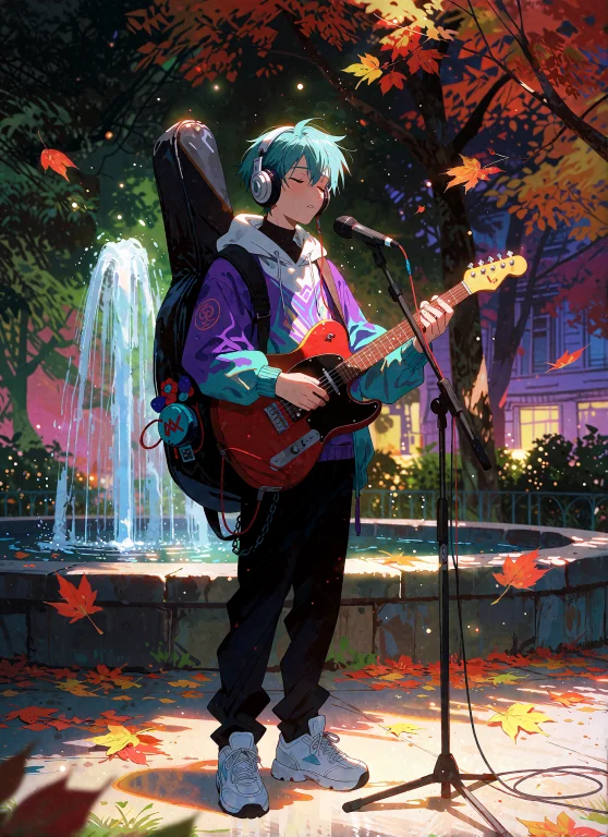 Modenijianime, Modern Bard Outfit With Headphones, Solo, Art...
