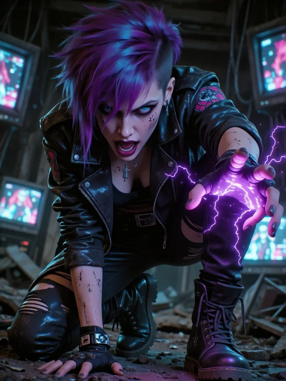 A Highly Detailed, Digital Artwork Depicting A Fierce, Dark-...