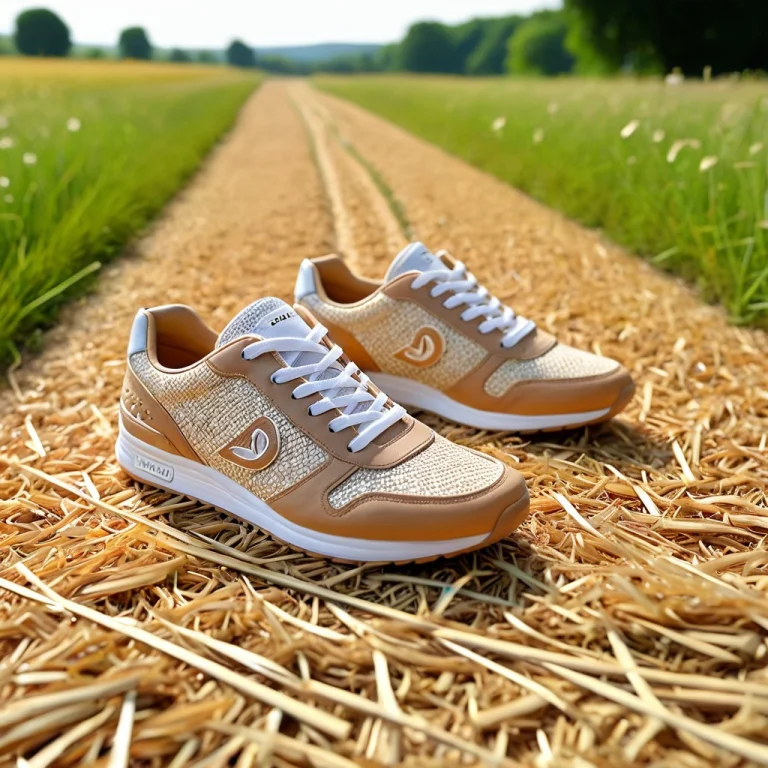 A Pair Of Sneakers Made Of Straw, Stone Cobbled Road0.7, St...