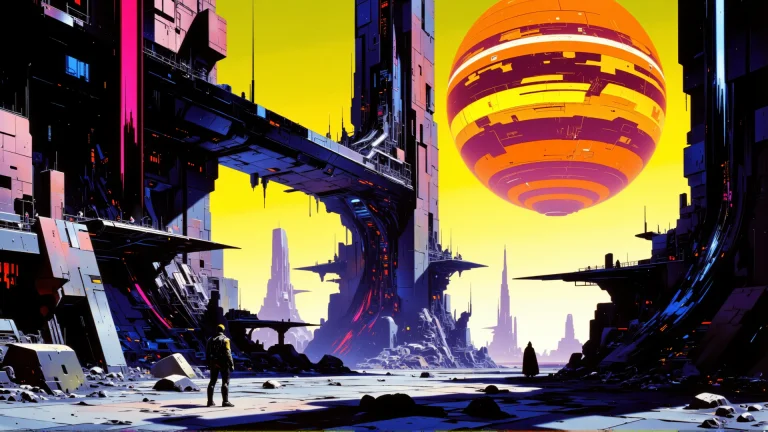 A Vast And Desolate Science Fiction World Is Depicted Under...
