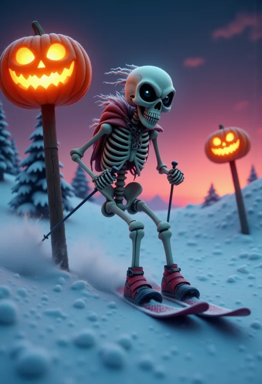 A Surreal Scene Unfolds On A Snowy, High-altitude Ski Slope,...