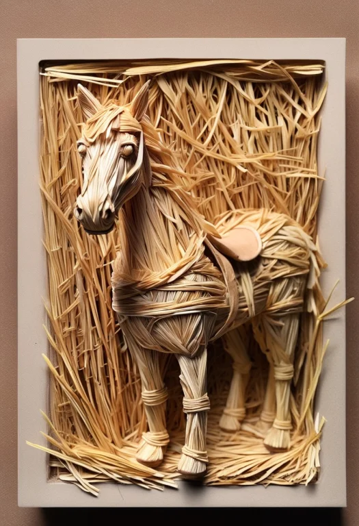 Made Of Straw, Polaroid Photograph, Horse Figurine Made Out...