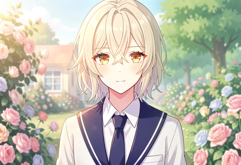 1boy, Solo, Shoulder-length Hair, Platinum Blonde Hair, Gold...