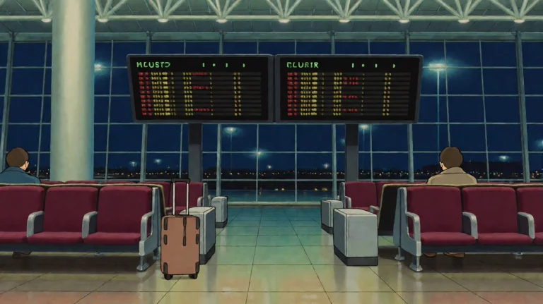 An Airport Terminal At 3am, Empty Gates And Departure Boards