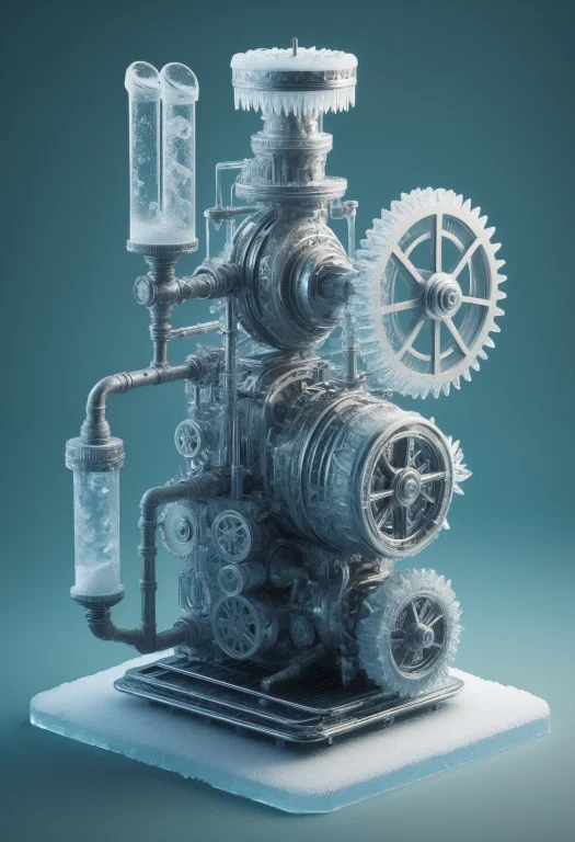 Lazyup7, 1ce, Machine Made Of Ice, Ice, Icicles, Steel, Glas...