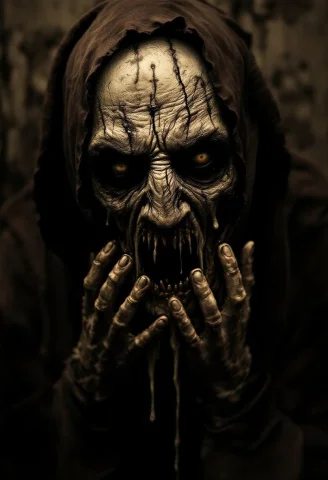 Grain, Sepia, Creepy Atmosphere. Creepypasta - A Man Infecte... — FLUX AI Prompt: grain, sepia, creepy atmosphere. (Creepypasta - A man infected with rabies, foam...