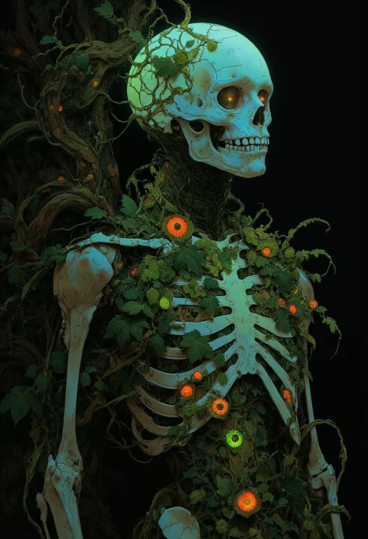 A Translucent, Skeletal Forest Spirit Hovers Playfully In Fr...