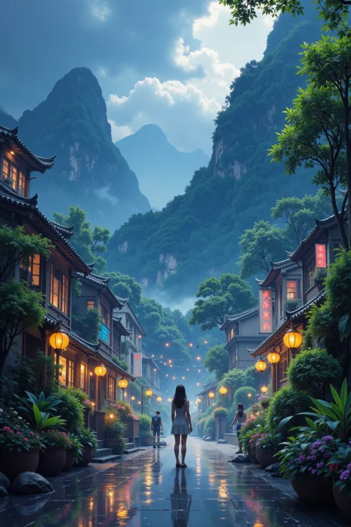 Hong Konger Beautiful Landscape, Rainy Day, Woman, Very Intr...