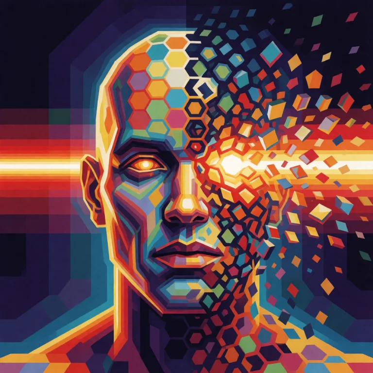 Abstract Vector Artwork With Hexagonal Patterns Of A Stylize...