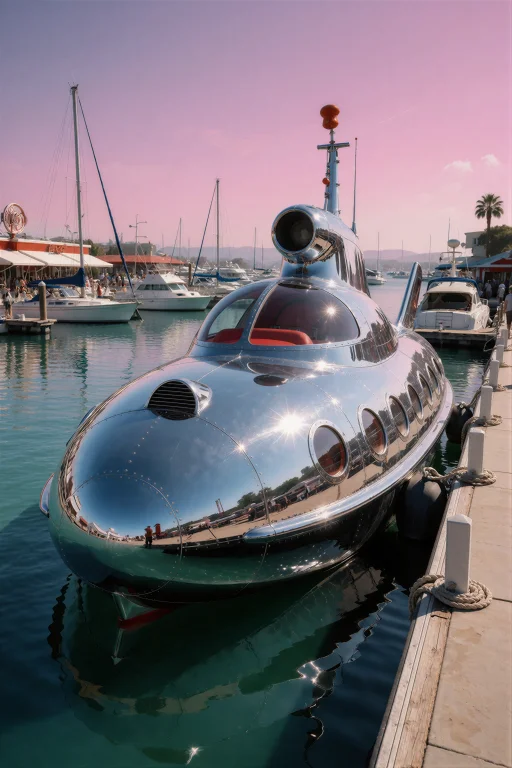 Retrofuturismbymrjohn, A Bulbous Chrome Pleasure Submarine W...