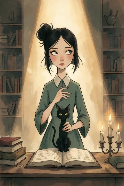Strangedaal. Abigail Larson, Black Cat, Library, Candlelight...