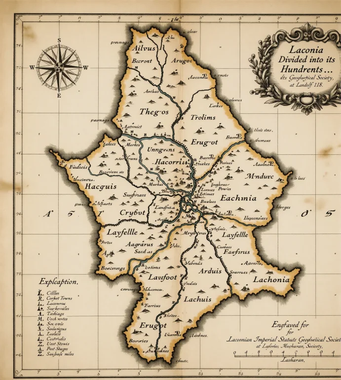 , This Is An 18th-century Style Engraved Map Labeled Year Of...