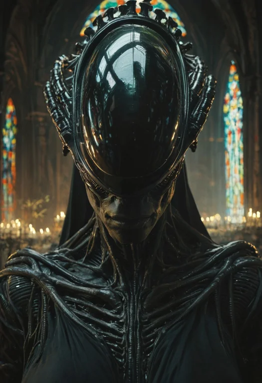 Photograhy Of A Nunxenomorph, Black Habit, In Cathedral, Vol...