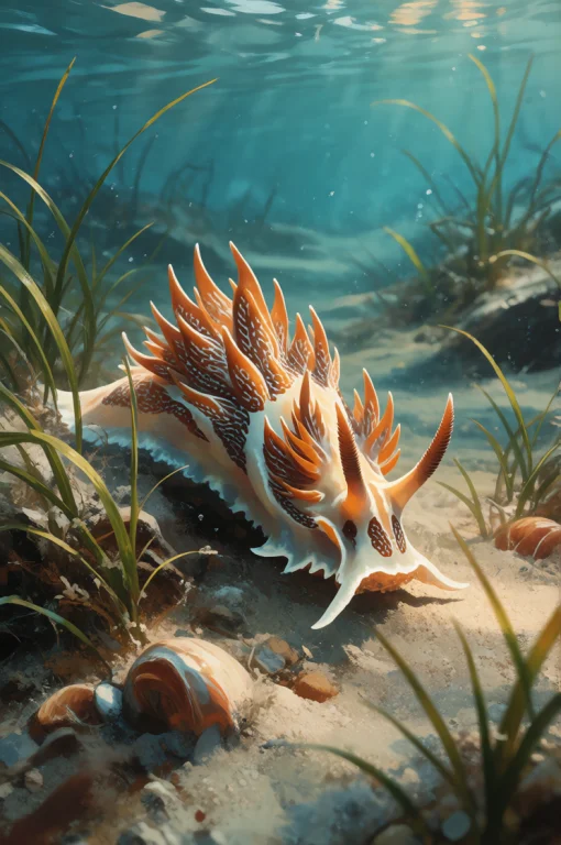 Darkfantasy, Digital Painting, Sea Slug, Nudibranch, Leaf Sh...
