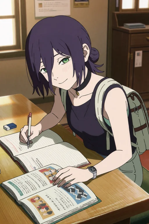 Loramakimapowerrezehimeno121381,reze, A Girl With Short Purp...