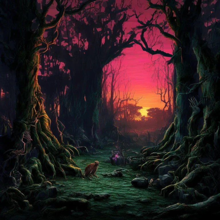 Strfigstyl3 Digital Artwork Depicting A Dark, Cavernous Fore...
